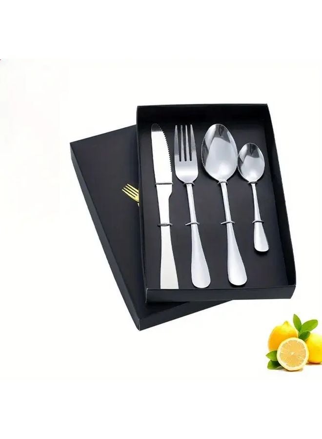 Golden Stainless Steel Western Tableware Set with Steak Knives Forks Spoons Gift Box - Image 5